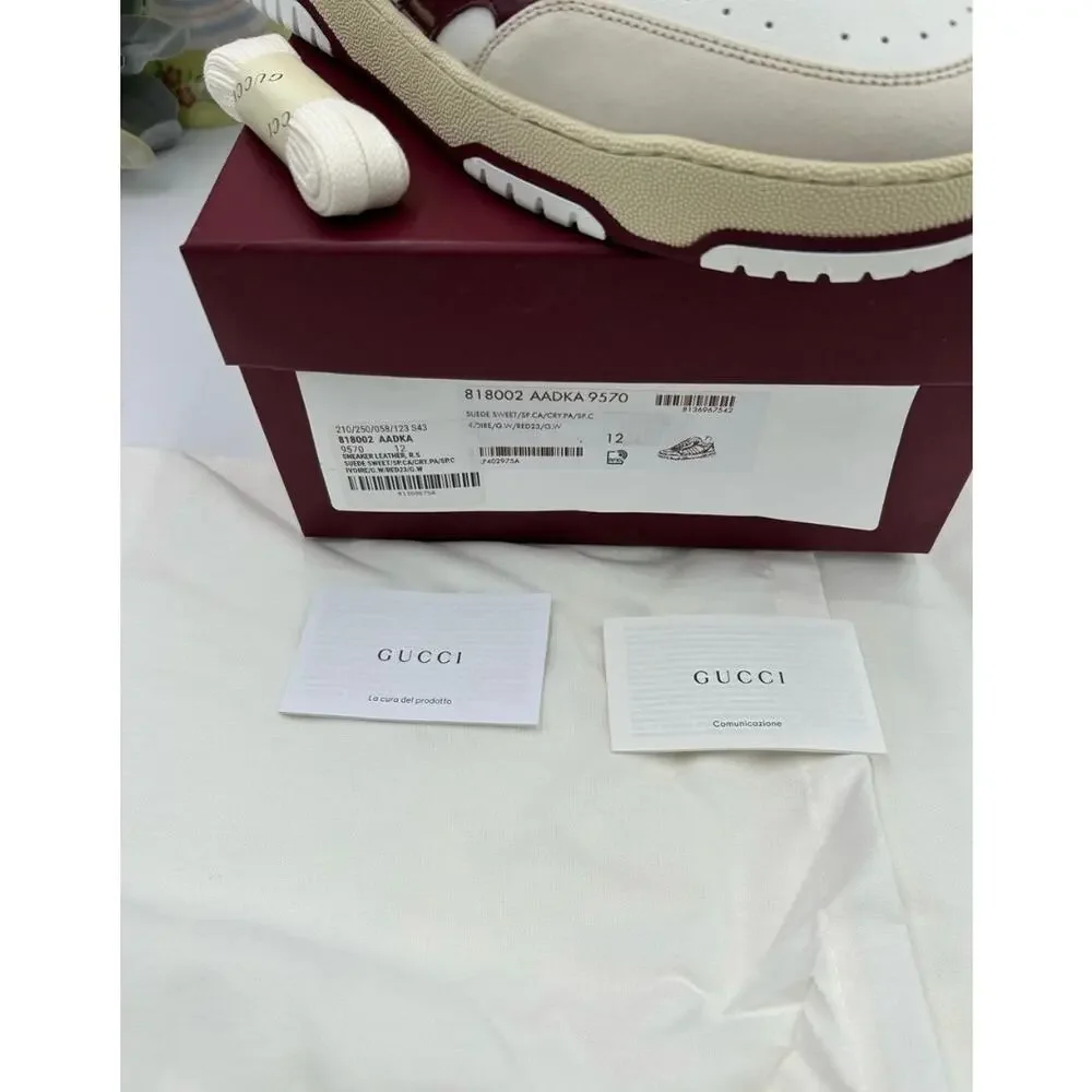 Men's Gucci re web leather sneakers size 12 fits 12.5 US made in Italy
